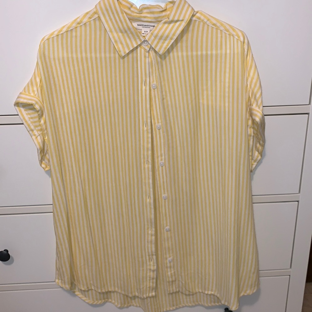 Womens Yellow Button Down shirt